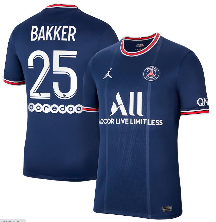 2021/22 Maillot PSG Domicile Soccer Jersey Shirt Bakker 25